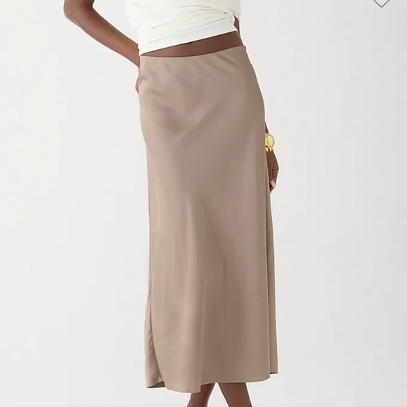 J. Crew Gwyneth slip skirt women's large tan neutral 90s midi length NWTs - Picture 1 of 10